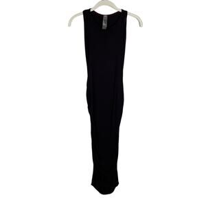 GO COUTURE Racerback Ruched Sheath Dress Size L Dark Red Purple Jersey